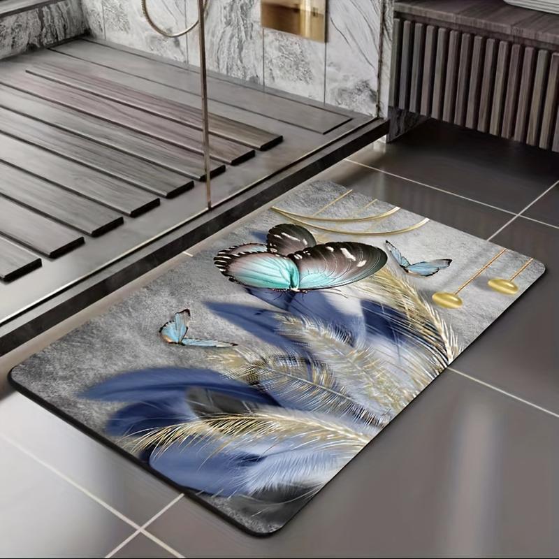 Moderna Fjärilsdörrmattor för Badrum, Superabsorberande Duschmattor, Halkfria Entremattor, Kiselgursmattor för Hemmet, Sovrumsinredning