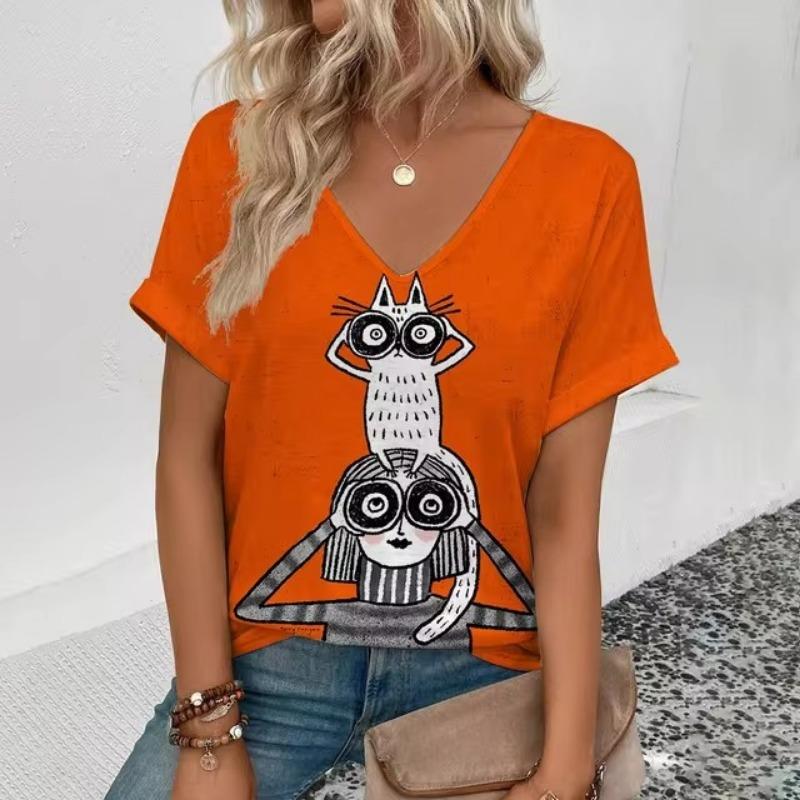 Vintage T Shirt For Women 3d Print Tees Top Fashion Pullover Aesthetic Female Clothing Summer Casual Oversized Tee