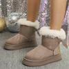 Foreign Trade Snow Boots Women's Hairy Bow Decoration Simple Casual Women's Snow Boots Thick-soled Short Cotton Boots