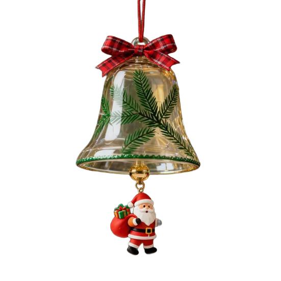 Christmas Bell Ornaments Xmas Tree Hanging Jingle Bell with Santa Claus/Elk/Penguin Ornaments for Holiday