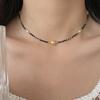 Roman Story Black Crystal Necklace for Women, Light Luxury Niche S9Pure Silver Gold Shijia Pearl Collarbone Necklace