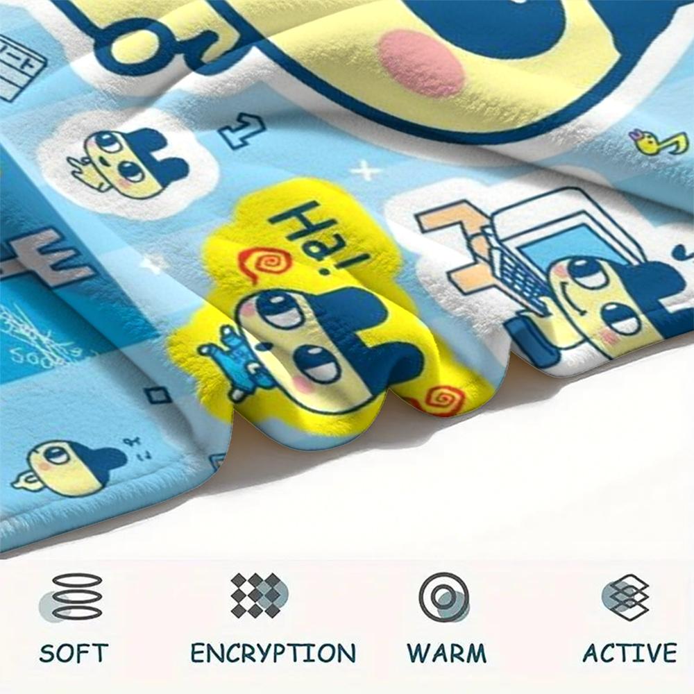 1PC Tamagotchi Print Flannel Blanket, High quality Comfortable for All Seasons, Home Decor, Warmth and Comfort, Perfect for Christmas Gifts189