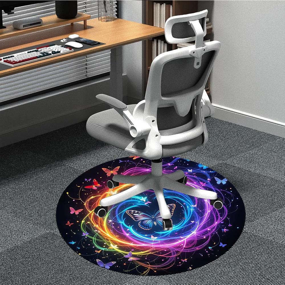 

1pc Butterfly Rainbow Swirl Chair Carpet for Office, Soft Flannel Throw Mat, Perfect for Office,Holiday Party Decoration Choice yy251113121 80cm by 80cm