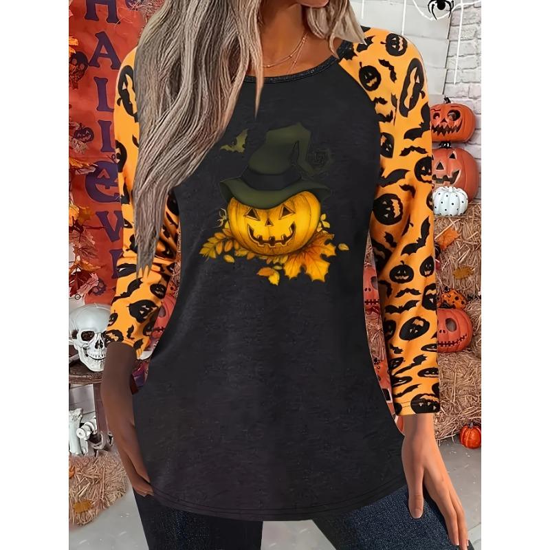 Sudadera de Halloween para Mujer Diseño Redondo Manga Larga Holgada Casual Otoño Gradiente Telaraña Divertido Estampado de Patrón Tops