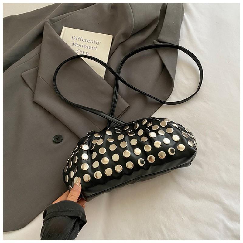 Small Crowd Trend Commuting Dumpling Bag Women's Retro Rivet Design Shoulder Cross-body Personalized Mobile Phone