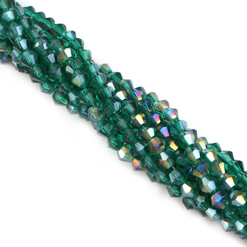 Apx 95pcs/Strand 4mm Shiny Crystal Beads Bicone Beads Faceted Glass Beads Loose Spacer Beads for Bracelet DIY Jewelry Making