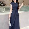 Women Summer Round Neck Casual Short Sleeve Sheath Dress