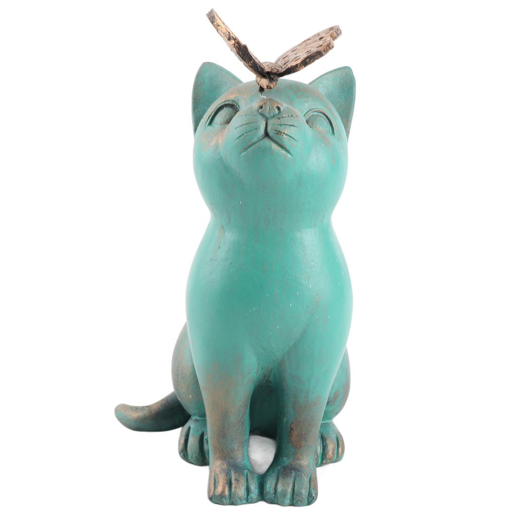 Sitting Cat Statue Resin Retro Style Cat Figurine Ornament Decoration for Home Bookshelf TV Stand Outdoor Garden Backyard
