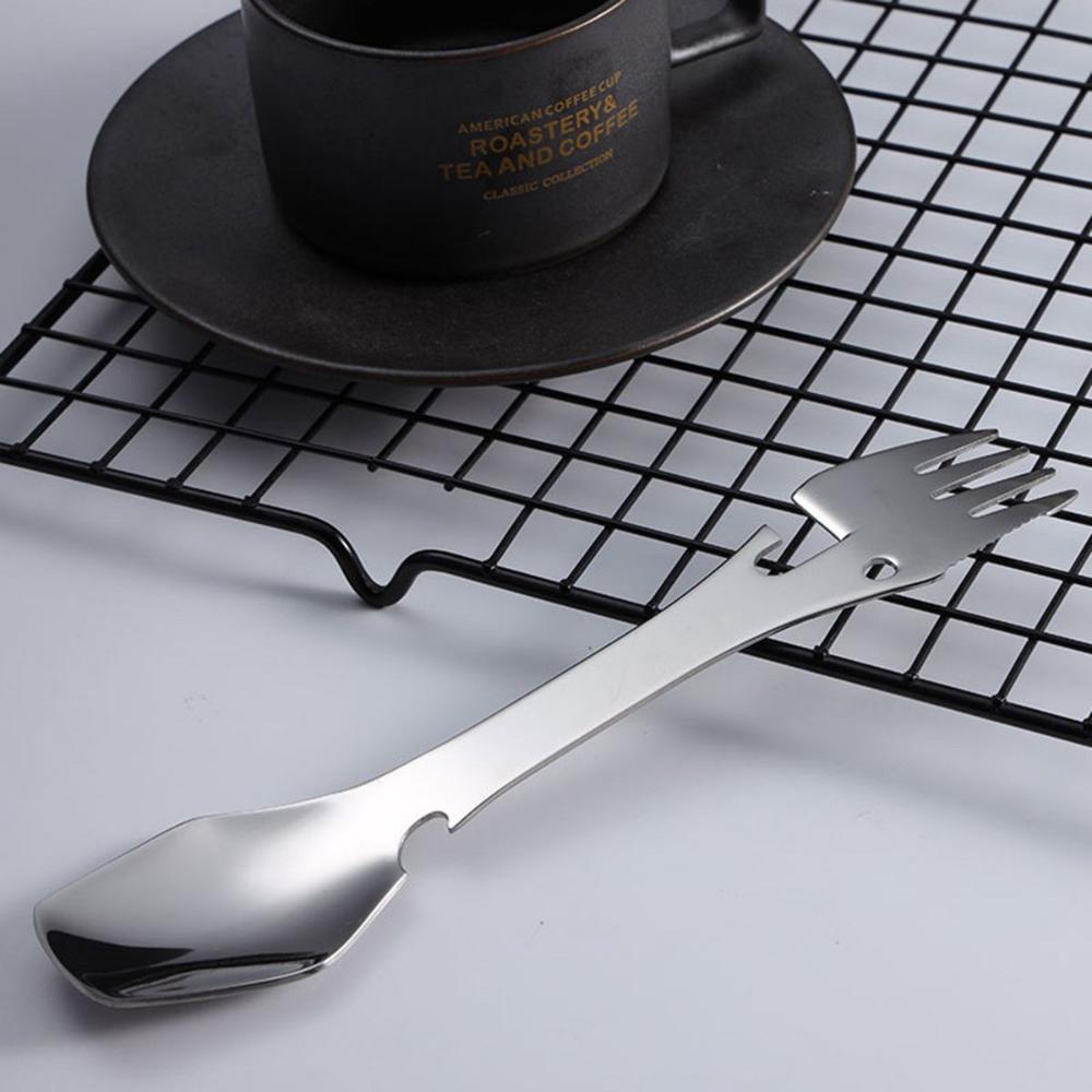 Travel Picnic Portable Can Opener Outdoor Stainless Steel Spork Tableware Spoon Fork