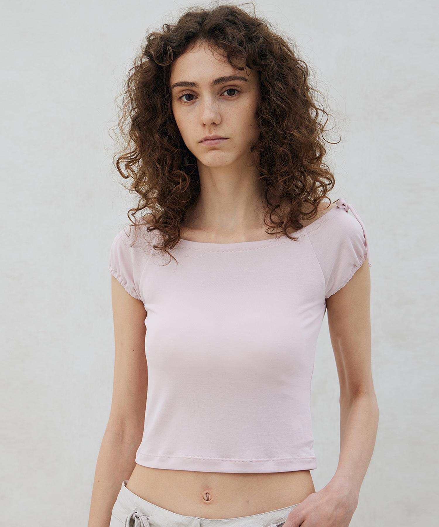 Itove Seoul Shirred Boat Neck Polo Shirt Free