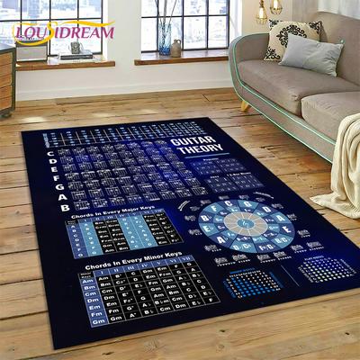 3D Guitar Chords Theory Chart Music Carpet Rug for Bedroom Living Room Home Sofa Decoration,Children Game Large Decor Floor Mat