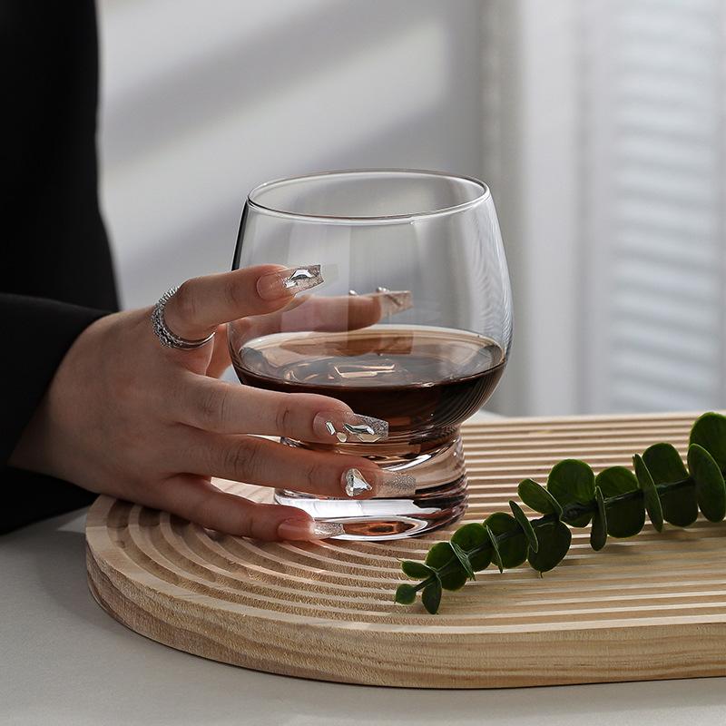 Drum Shaped Glass Tumbler with Thick Base Luxury Whiskey and Americano Cup for Home Bar Entertainment Modern Decor