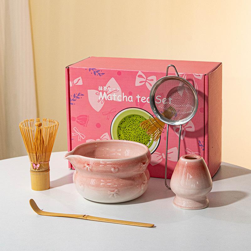 Set Matcha Set Frusta Matcha, Set Matcha in Ceramica 5 Pezzi Kit Matcha Per Amanti del Matcha Kit Matcha