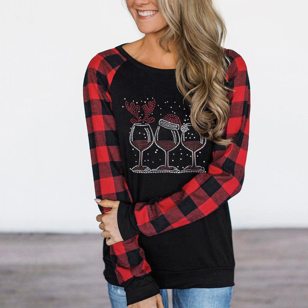 Loose Fashion Plaid Christmas Stitching 