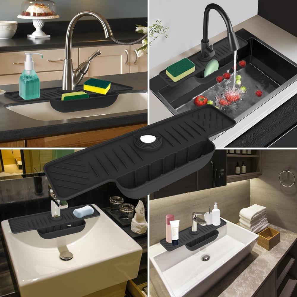 Silicone Kitchen Faucet Mat Splash Proof Sink Sponge Holder New Faucet Water Catcher Tray Bathroom