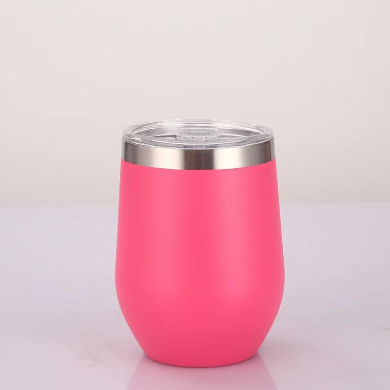 12OZ Stainless Steel Eggshell Cup Double Wall Insulated Vacuum Drinking Cup with Lids U-shaped Coffee Mug Thermal Cup for Coffee