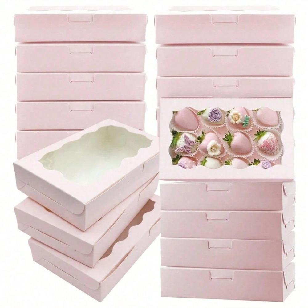 10/20pcs Gift Packaging Kraft Paper Box Transparent Open Window Desserts Box New Pastry Box  Wedding