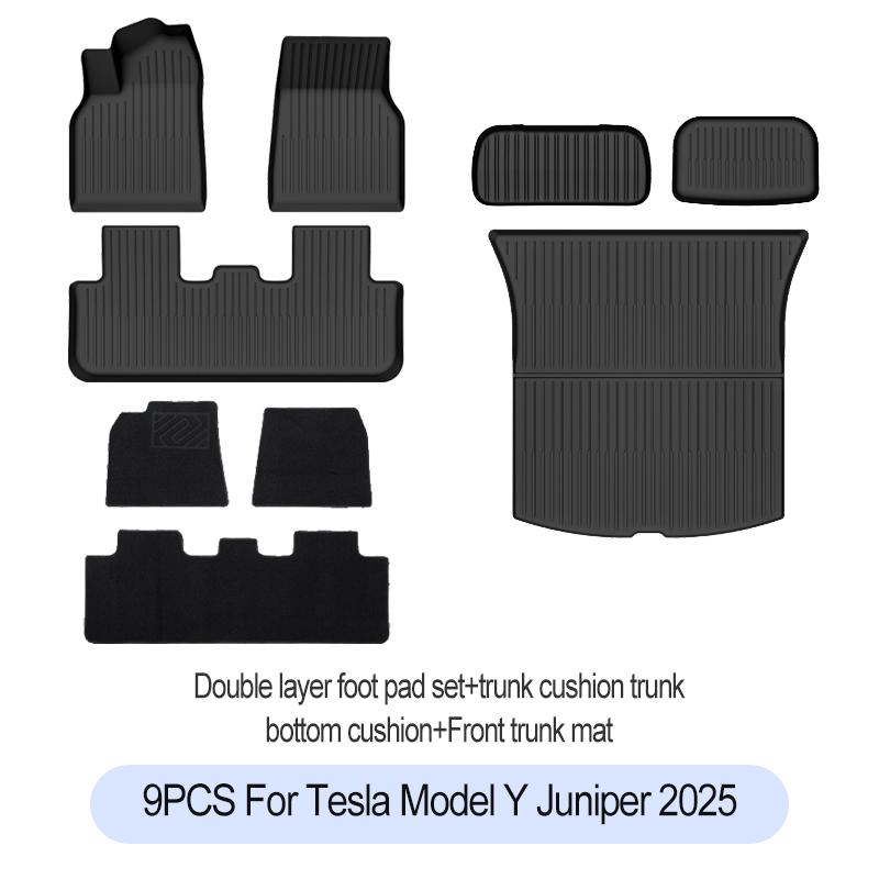 For Tesla New Model Y Juniper Premium/Performance 2025+ TPE Floor Mats Luggage Mat Wear-resistant Foot Pads ModelY Trunk Mats
