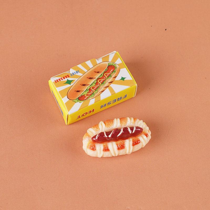 5 Sets Miniature Fast Food Packaging Boxes 1:12 Scale Dollhouse Dog Bread Cookie Boxes For Doll House Kitchen Scene Decor