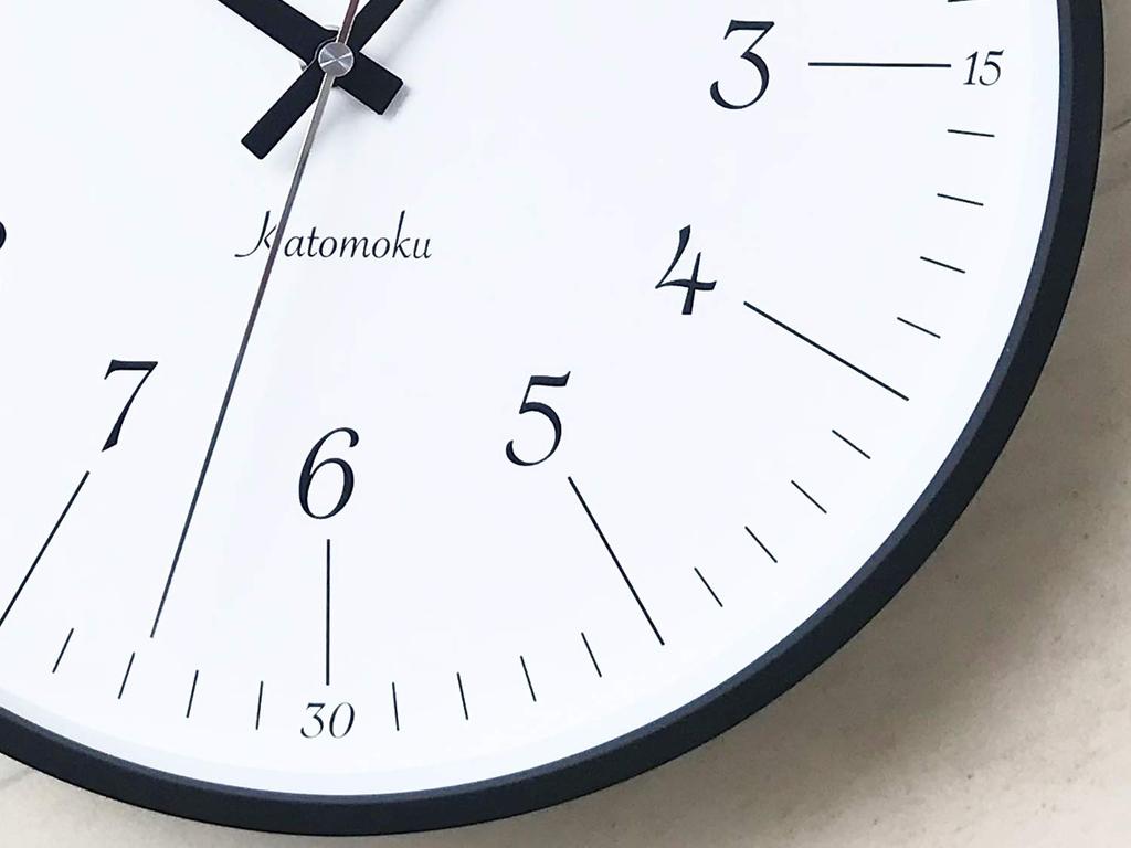 KATOMOKU Plywood Clock 18 Black Wall Clock with Continuous Second km-110BK Hand, 304mm (Radio-controlled)