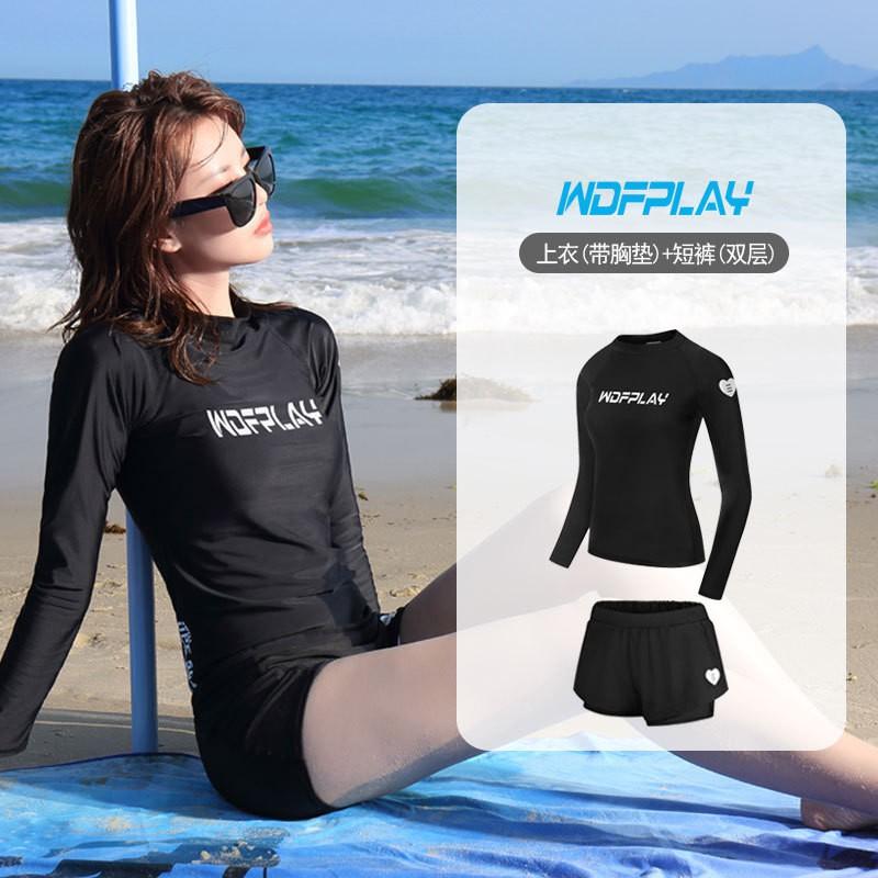 Womens Long Sleeve Rash Guard Set With UPF 50 Sun Protection Swimming Suit Surfing Diving Snorkeling