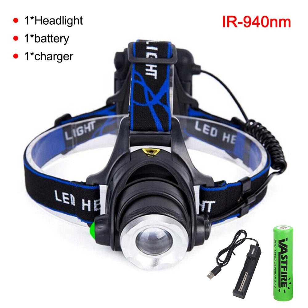 

Инфракрасный налобный фонарь IR 940nm/850nm тактический зумируемый инфракрасный налобный фонарь для ночного видения для охоты