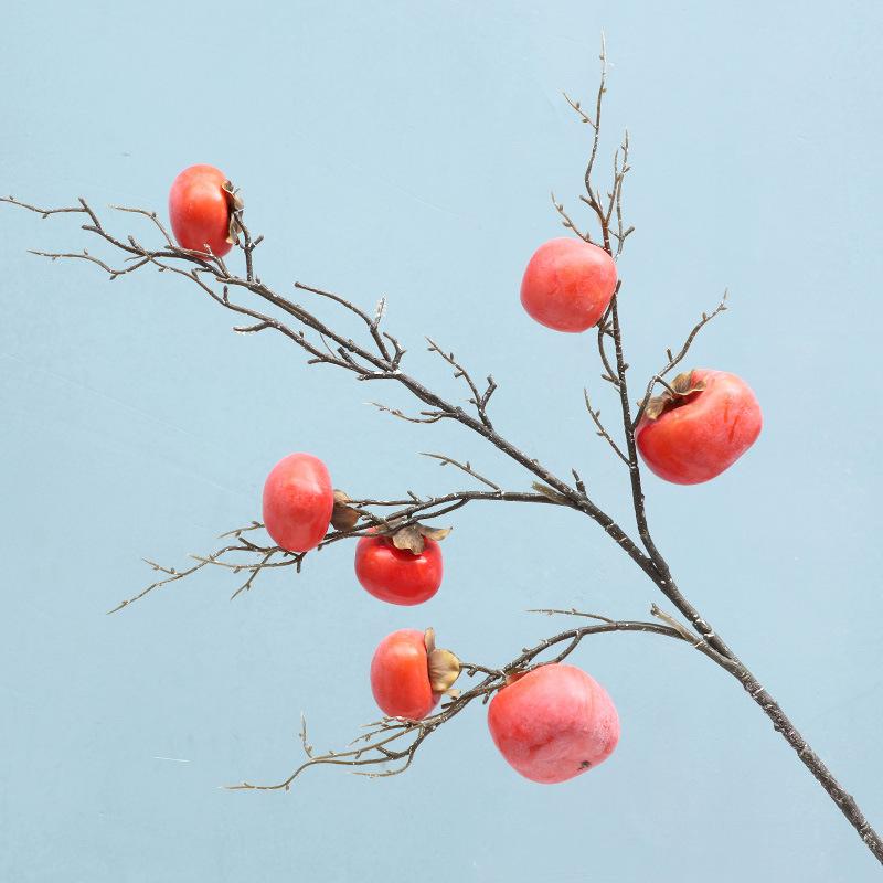 Simulated Berries 7 False Persimmons, Home Decoration Plants Decorative Fruit Branches Foam Fruit