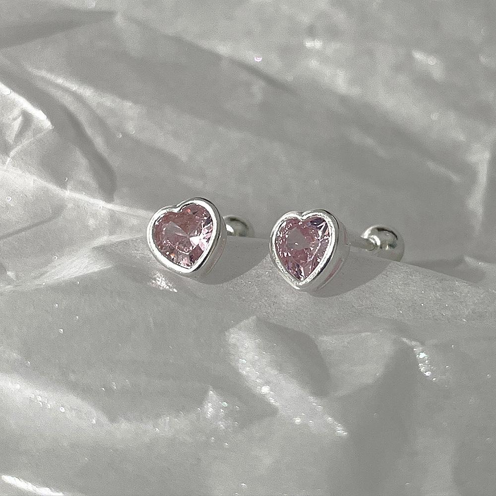 

Tragus Helix Piercing Heart Earrings for Women Simple Pink Blue Zircon Silver Color Daith Lobe Ear Stud Cartilage Jewelry KAE312