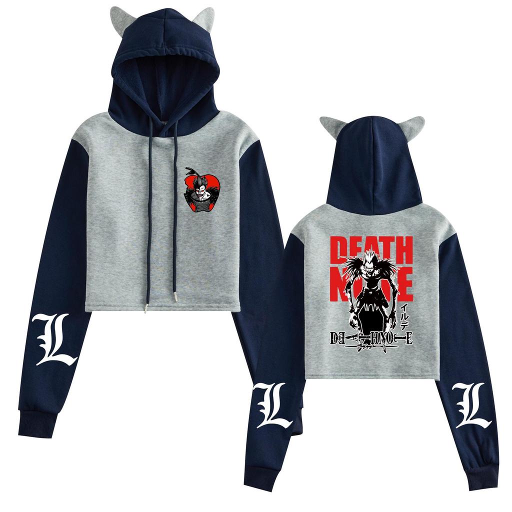 Cross-Border Death Note Anime Women's Cat Ear Color Block Hoodie - Autumn/Winter Collection
