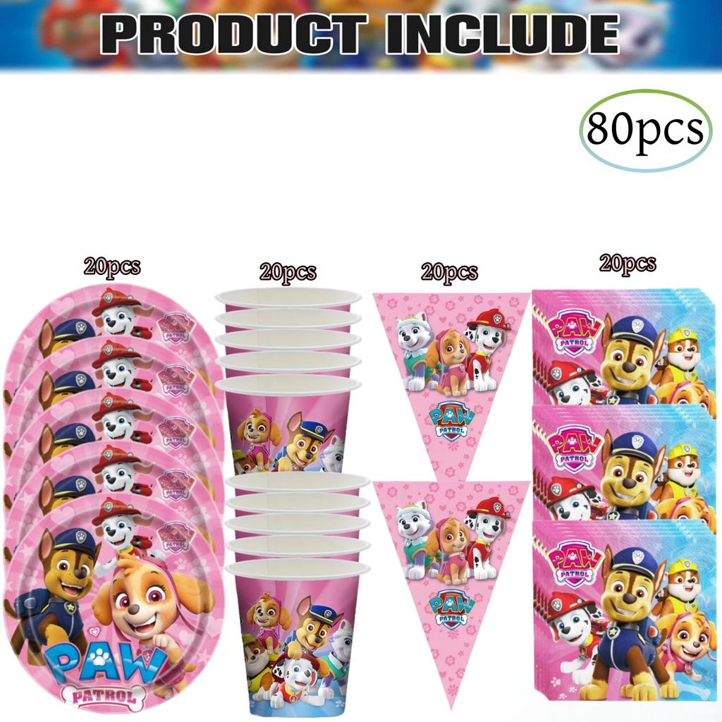 PAW Patrol Doğum Günü Süslemeleri Skye Tek Kullanımlık Sofra Takımı Seti Köpek Masa Örtüsü Tabak Hediye Çantası Bebek Partisi Çocuk Hediyesi Parti Malzemeleri