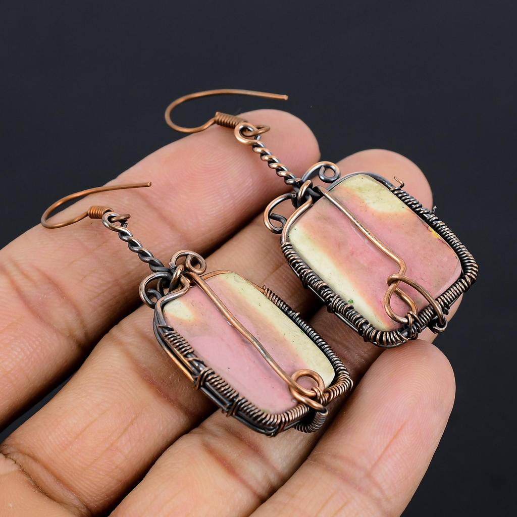 Mookaite Earrings Gemstone Jewelry, 999 Copper Wire Wrapped Earrings, Handmade Beautiful Jewelry Earrings
