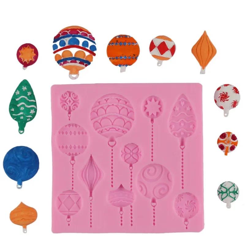 Christmas Ball Shape Handmade Creative Silicone Mould Christmas Ornament Fondant Cake Mold Emboss Cutter Cake Craft Accessories