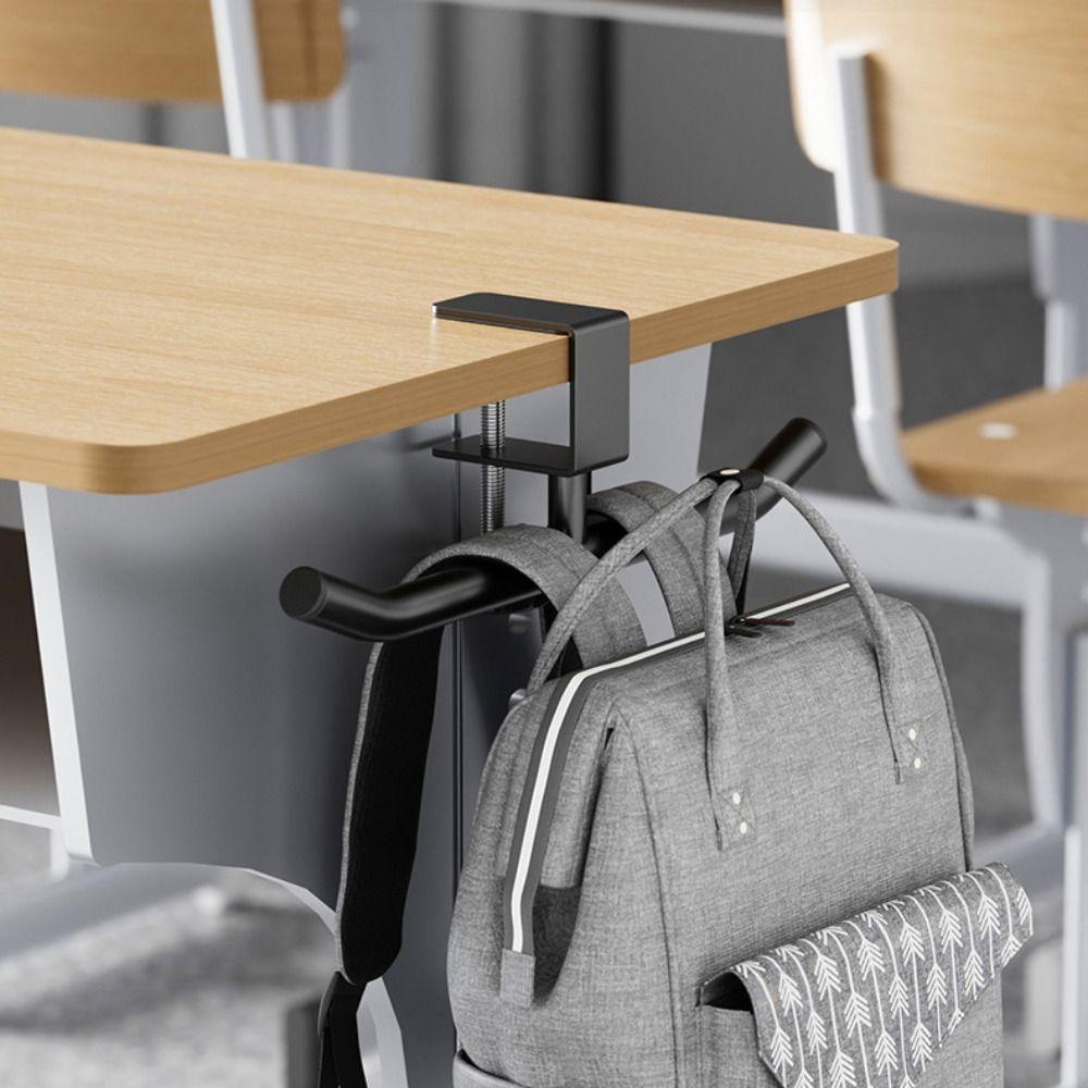 Adjustable Desk Side Hook Double Pole Design Punch-free Table Backpack Holder Hanging Space Saving Desk Mounted Hook