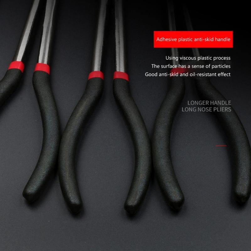 3Pcs Long Nose Pliers Carbon Steel Non-slip Straight Plier 45/25 Degree Bent Nose Pliers for Machinist Engineer HandTool