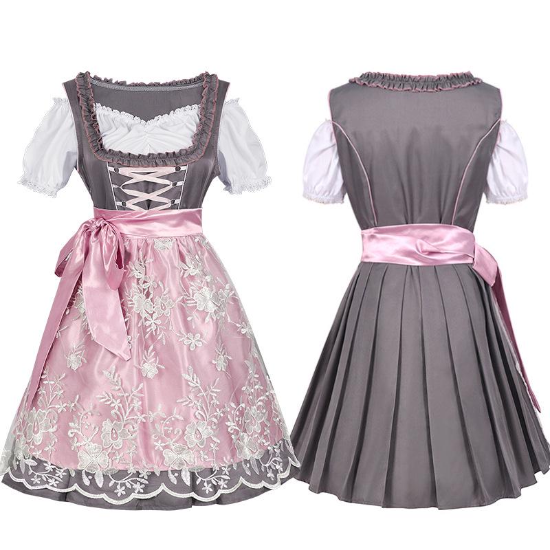 Plus Size European & American Pink Oktoberfest Beer Dress for Stage & Cosplay