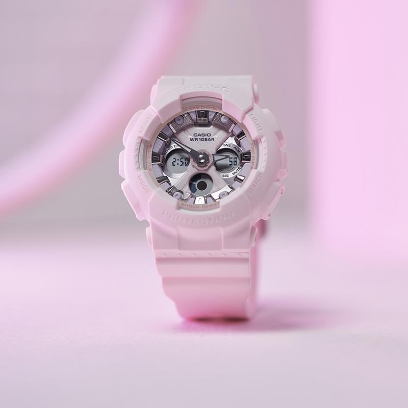 Casio BABY-G Ice Cream Color Theme Series Fashionable Girl Simple LED Lighting Quartz Movement Resin Strap Japanese and Korean Watch BA-130WP-4APR