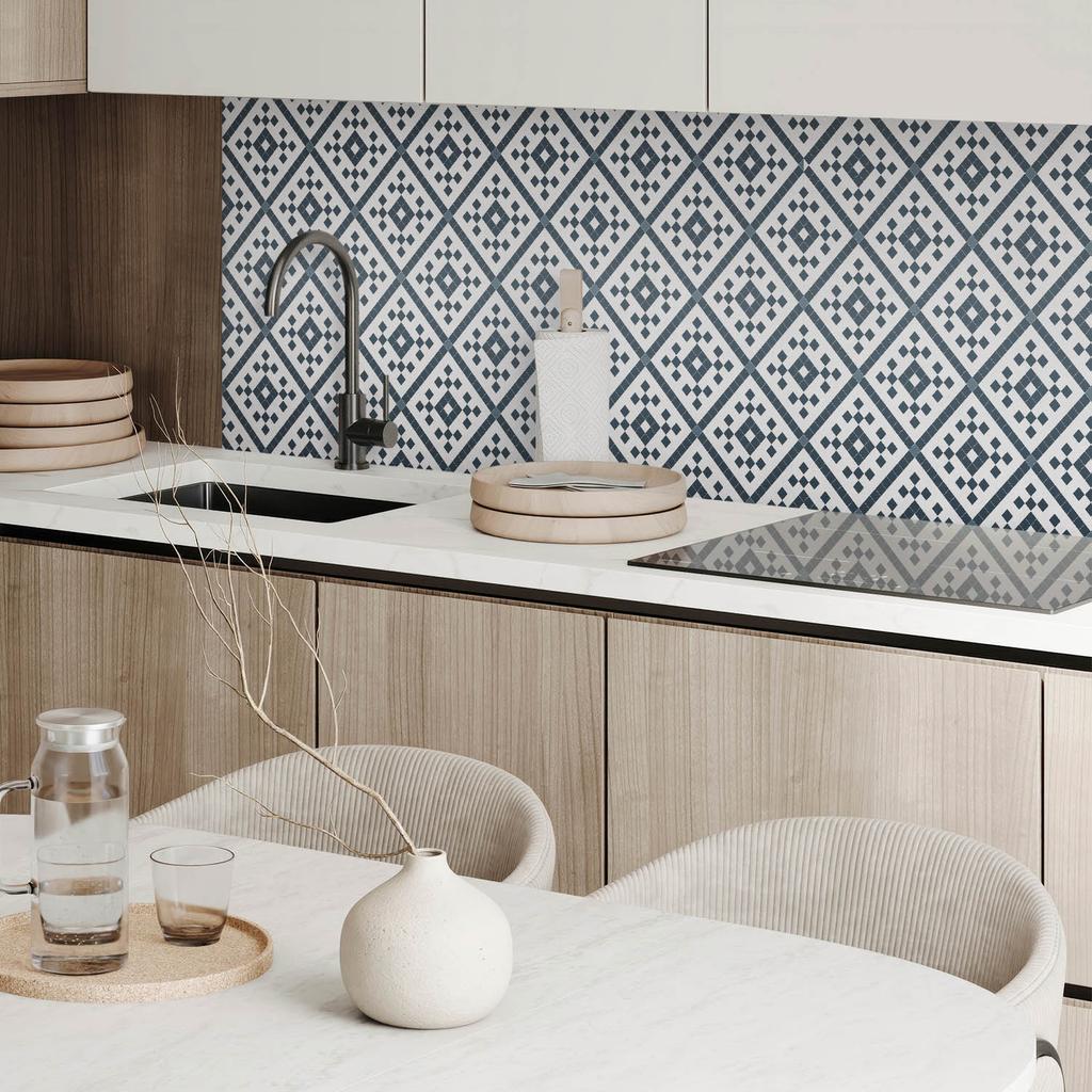 Self-adhesive Vinyl Panel with Print for Bathroom 100x50 Cm Geometric Diamond Pattern