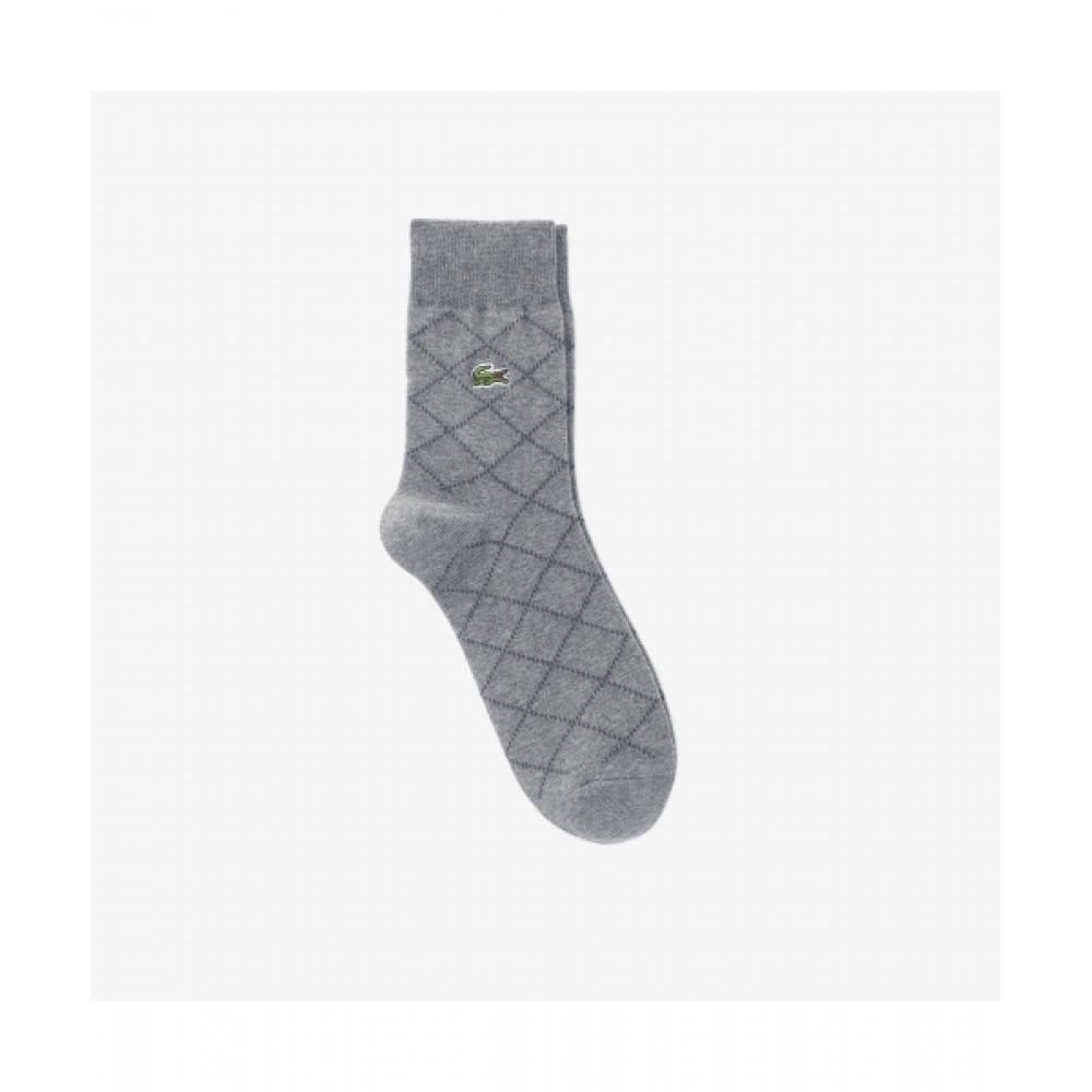 

LACOSTE Men s Dot Argyle Pattern Mid neck Socks [Melange Gray]
