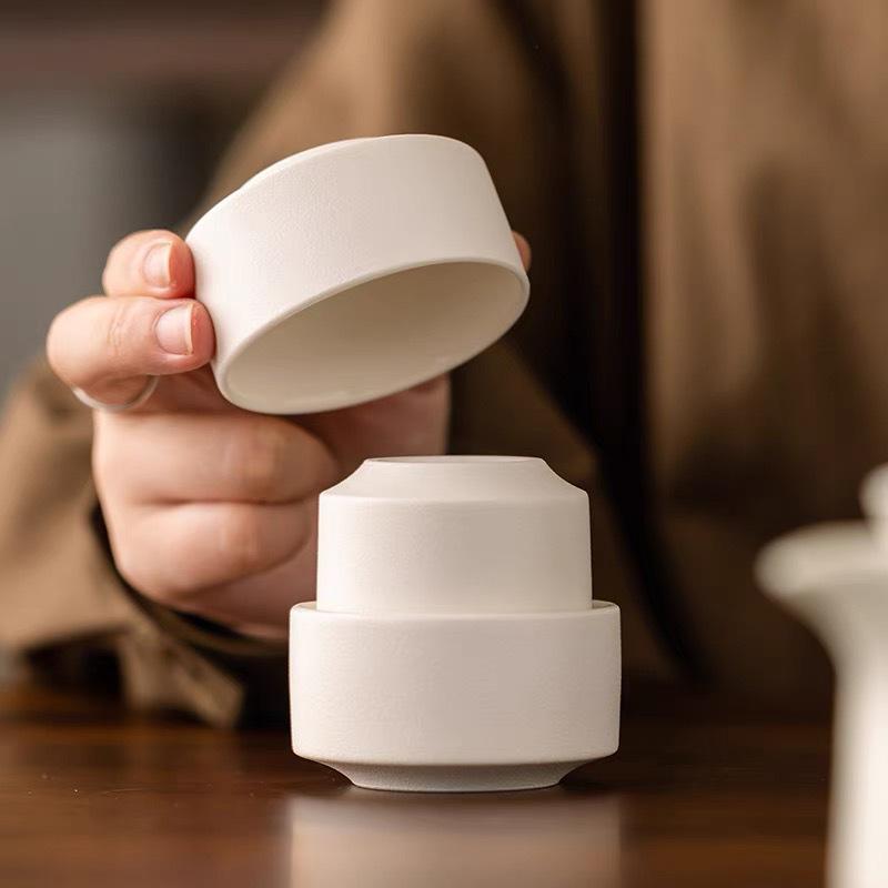 Portable Ceramic Travel Tea Set: Kuaike Cup for Outdoor Use, Corporate Events, and Holiday Gifts with Custom Logo Printing.