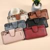Women Long Wallet Money Clip PU Leather 3 Fold Women's Wallets Clutch Color Blocking Retro Coin Purse Card Holder