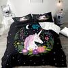 Modern Minimalist Night Sky Unicorn Duvet Cover Set - Soft Polyester, Washable, All-Season Comforter with Vibrant Starry Design