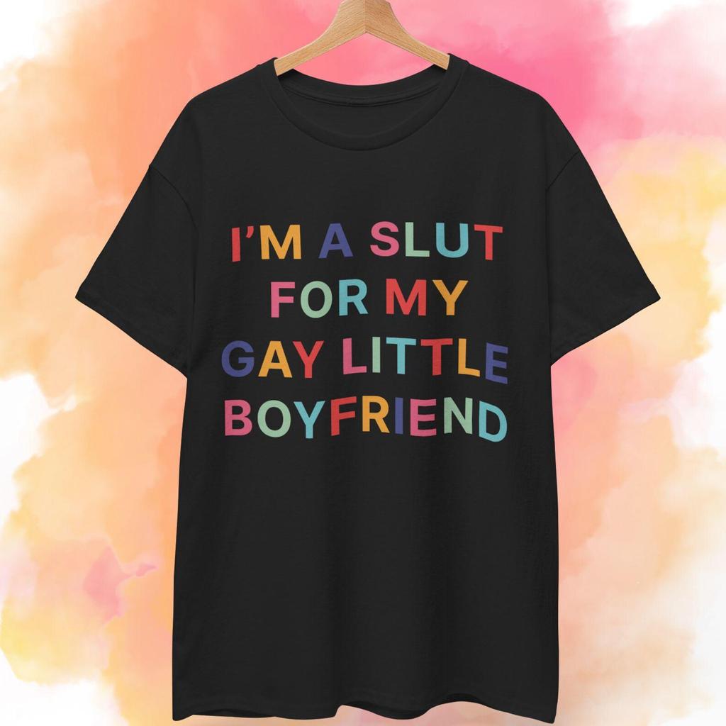 Slut For My Gay Boyfriend T shirt | Minimalist Colorful Aesthetic, Y2K Shirt