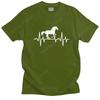 Mens Horse Heartbeat T Shirts Short Sleeve Cotton Tshirts Handsome Tshirt Leisure Riding Tee Slim Fit Apparel