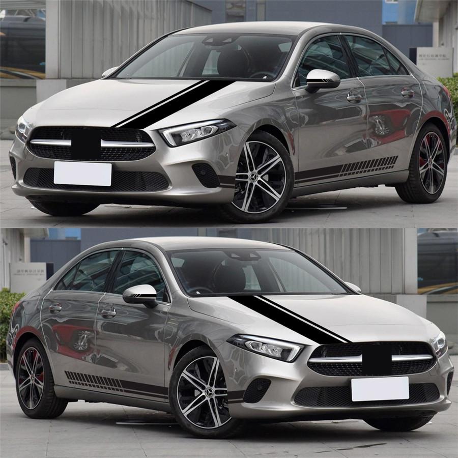 NEW Universal 5PCS Car Side Door Body Hood Rearview Mirror Decal Stripes Sticker Racing Decals