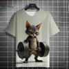Fun Men's T-Shirt 3D Fitness Cat Print Short Sleeve T-Shirt Oversized Men's Clothing Summer Street Casual Top Fun Animal T-Shirt