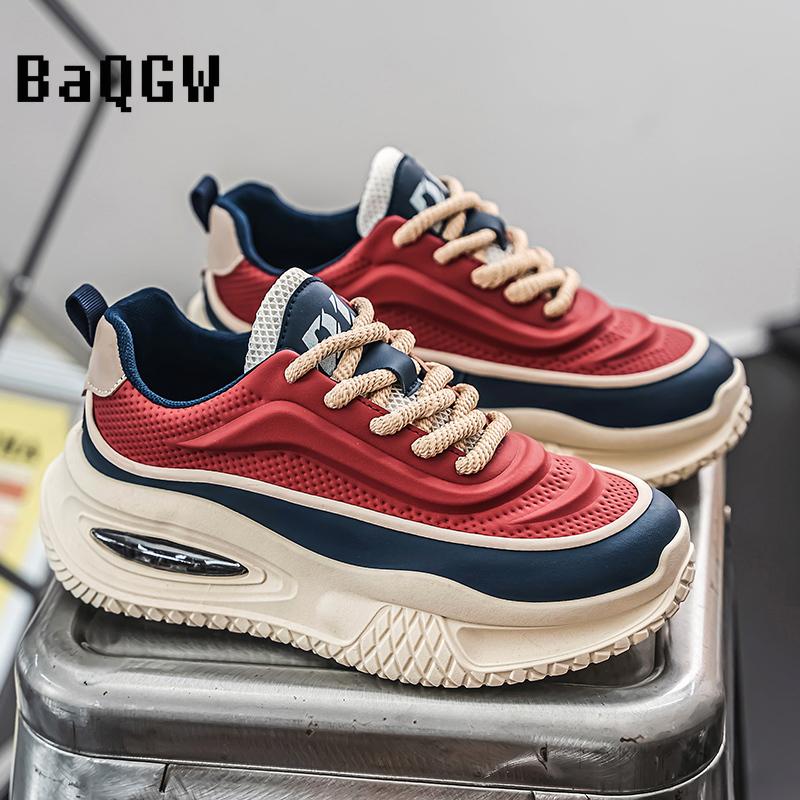 Chunky Sneakers Mens Designer Board Shoes Fashion Casual Microfiber Leather Fabric Breathable Increased Internal Platform Shoes