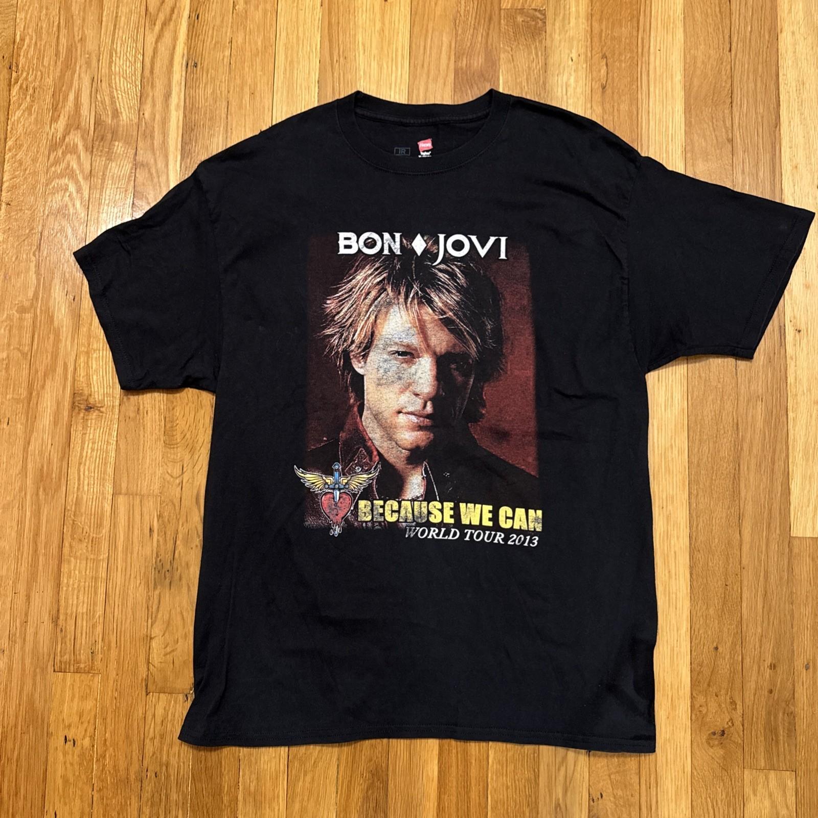 Bon Jovi Concert T- 2013 North American Tour Because We Can Black Size XL Unisex T-Shirt L