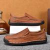 Large Size 48 Handmade Split Leather Men's Casual Shoes Comfortable Men Loafers Moccasins Men Flats Shoes Driving Shoes