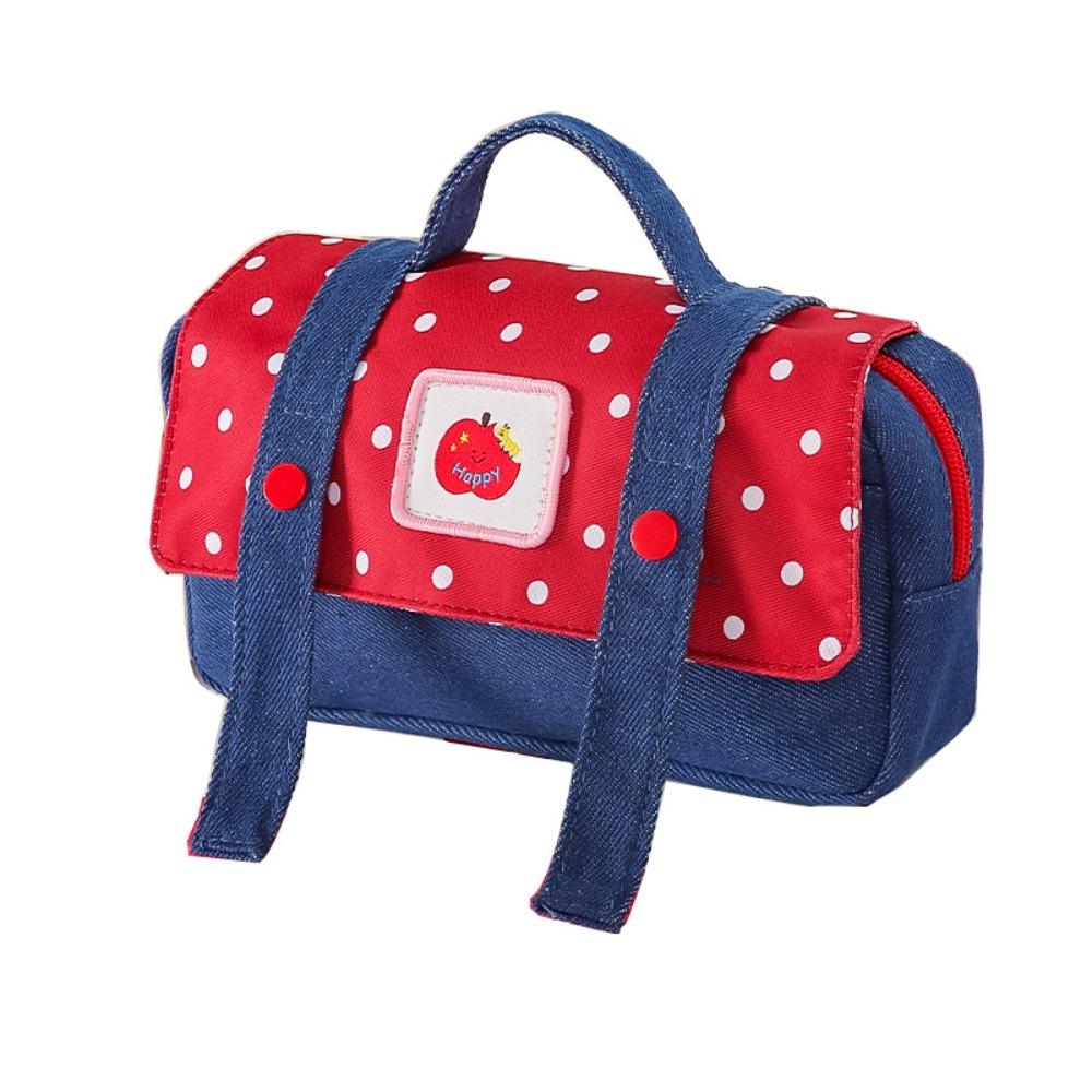 Plaid and Dots Fruit Cowboy Pencil Case Denim Dopamine Pencil Pouch Grid Stationery Bag  Girls