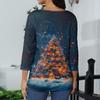 Women's Casual Fashionable Sexy Comfortable V-Neck Christmas Three-Quarter Sleeve Top